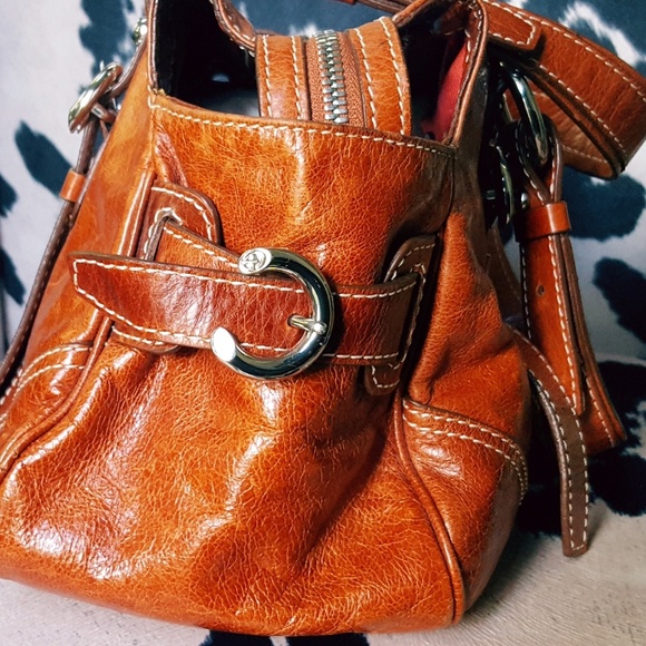 Francesco Biasia, Leather Satchel, Cognac - Picture 1 of 8